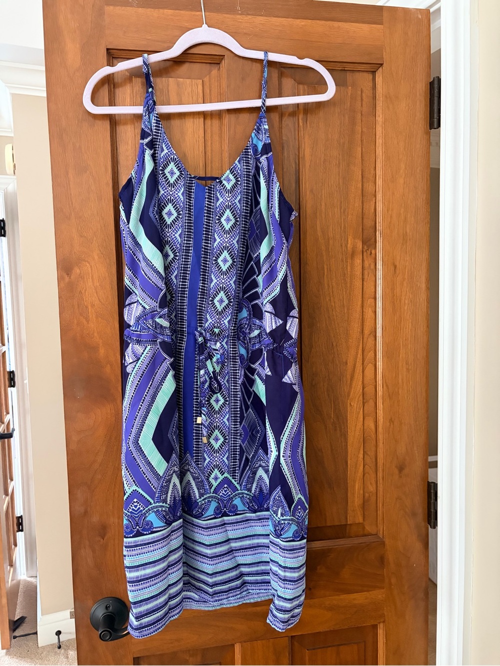 mercer & madison Purple and Aqua Geometric Print Mini Dress